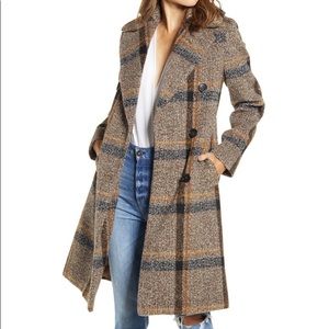 Kendall & Kylie Wool Plaid Coat